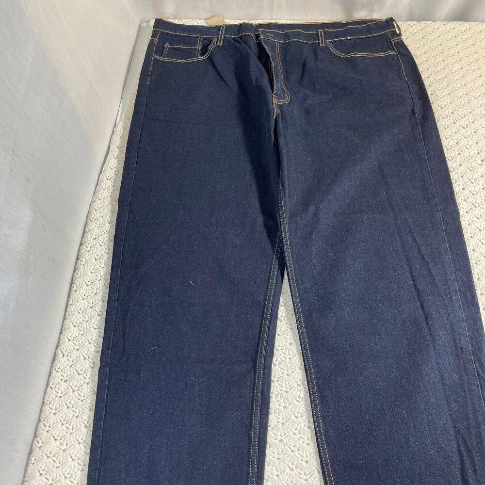Levi's 550 Relaxed Fit Stretch Dark Denim Blue Jeans Tapered Leg Size 48x32